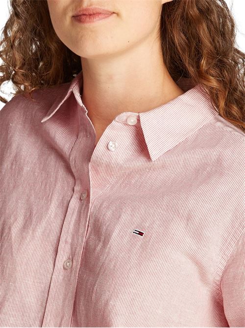 Camicia donna rosa salmone misto lino Tommy Jeans | DW0DW20292TH3